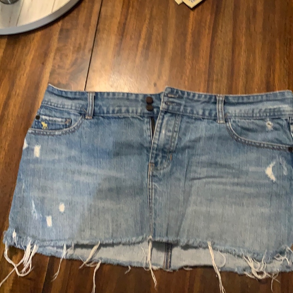 Abercrombie distressed jean skirt.